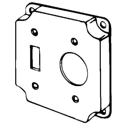 Features:Configuration One Toggle Switch, One Single Flush Receptacle 1-13/32IN Dia, Standard:UL E18095, Material:Steel, Shape:Square, Size:4 X 4 X 0.5IN, Cubic Capacity:7CI