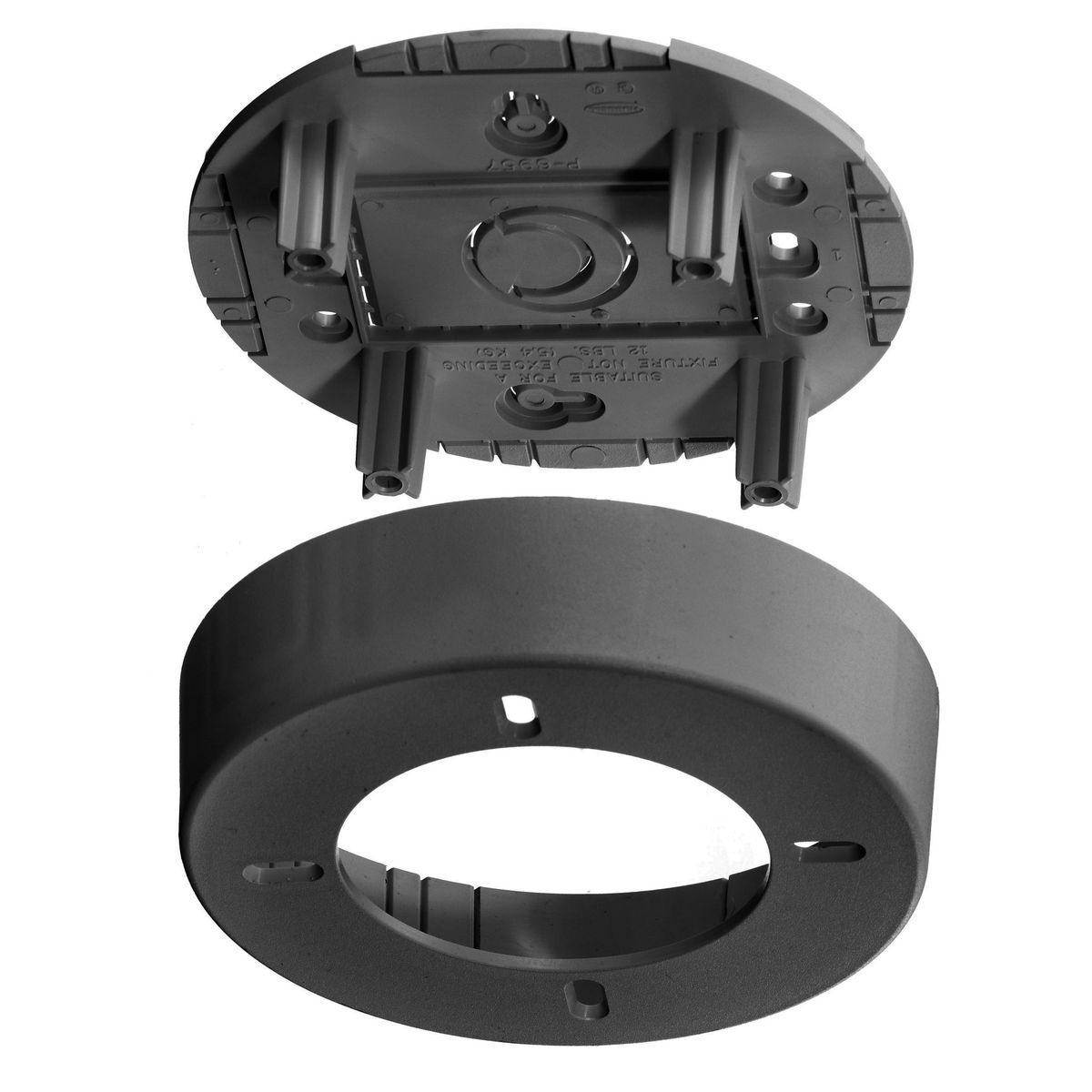 Hubbell Wiring Device Kellems, Network Wiring Products, Raceway, Non-Metallic, POLYTRAK Series, Round Fixtrue Box, Black
