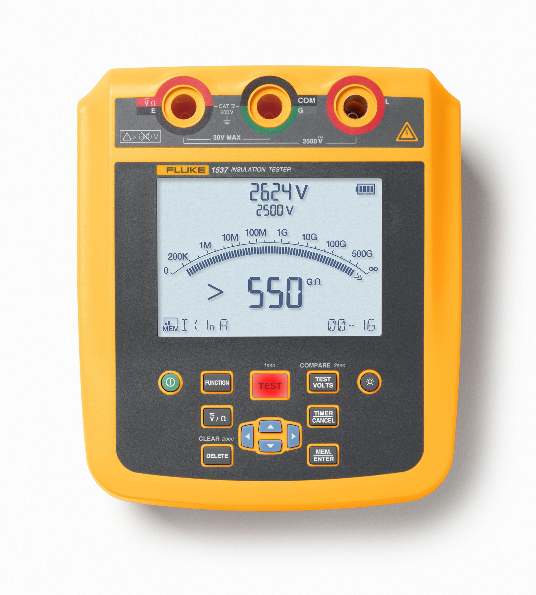 FLUKE-1537, 2500V INSULATION TESTER with 5mA short circuit curent, Voltage AC/DC, Resistance & continuity measurements