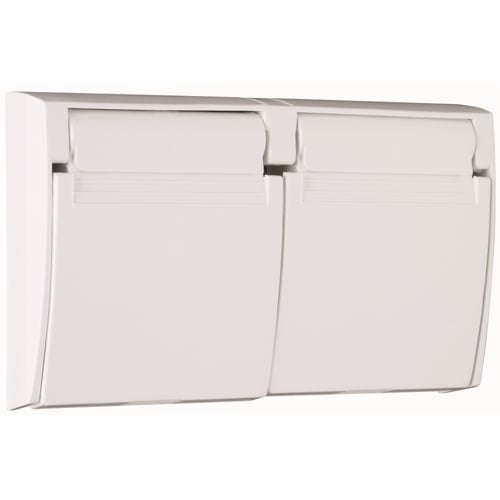 Weatherproof Cover, Duplex Horizontal, Self Closing Flip Lid, White with White Gasket