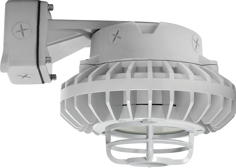Hazardous Lighting 2739 Lumens Hazbled 42W 5000K Frosted Flat Lens Die Cast Guard Wall Bracket Gray