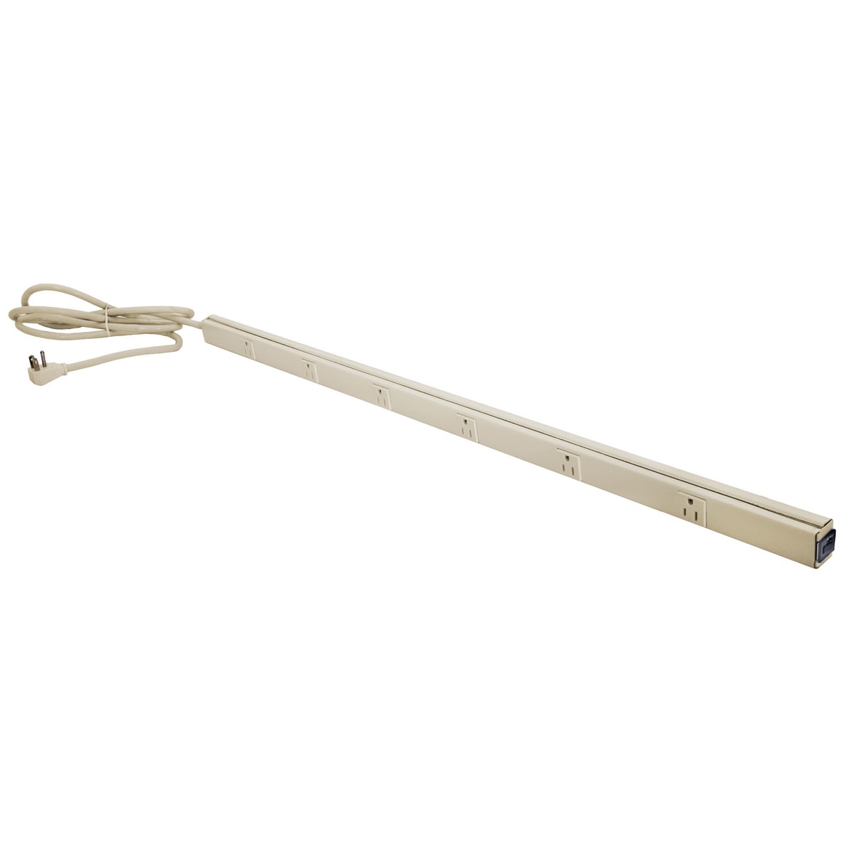 Metal PlugTrak, 40", 15A 6 Receptacle, 6' Cord and Plug, Ivory