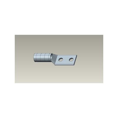 Copper Two-Hole Lug, Long Barrel, Peep Hole, Max 35kV, Wire Size #2 AWG, 5/16 Inch Bolt Size, 3/4 Inch Hole Spacing, Tin Plated, Die Code 33, Die Color Code Brown