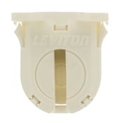 Fluorescent lampholder, dedicated T8, 16MM lamp center, small bi-pin, shunted, turn type with lamp lock, 660W-600V. UL and CSA, snap-in with no post mounted, bottom load. COF white. Packaged 1/polybag, 5/master carton.