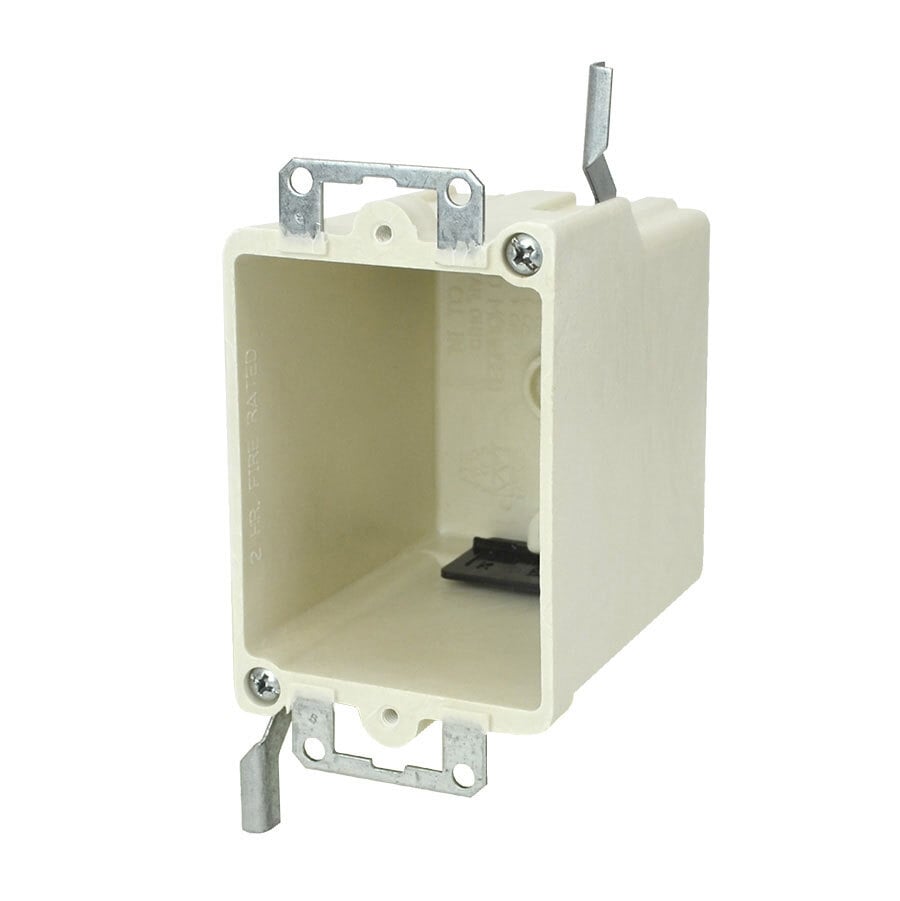 1-Gang Switch/Receptacle Outlet Box; 3-3/16 Inch Depth, Thermoset-Fiberglass Reinforced Polyester, 18 Cubic-Inch, Beige/Tan