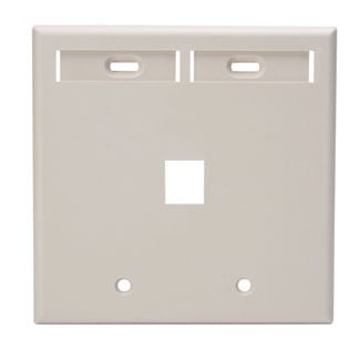 QuickPort Wallplate with ID window, dual gang, 1-port, light almond