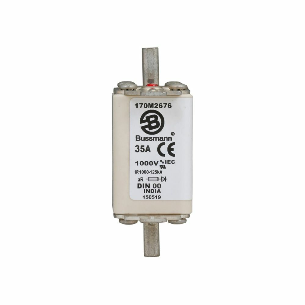 Fuse-link, high speed, 35 A, AC 1000 V, DIN 00, aR, DIN, IEC, single indicator, live gripping lugs