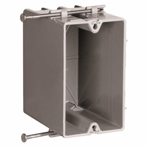 Durable, impact-resistant thermoplastic boxes complemented by innovative extras that cut installation time. Single Gang, Deep Switch and Outlet Box. Extra deep for dimmers, GFCIs and thermostats, yet suitable for 2x4 construction. Two Quick/Click Entries, 100 Pack.