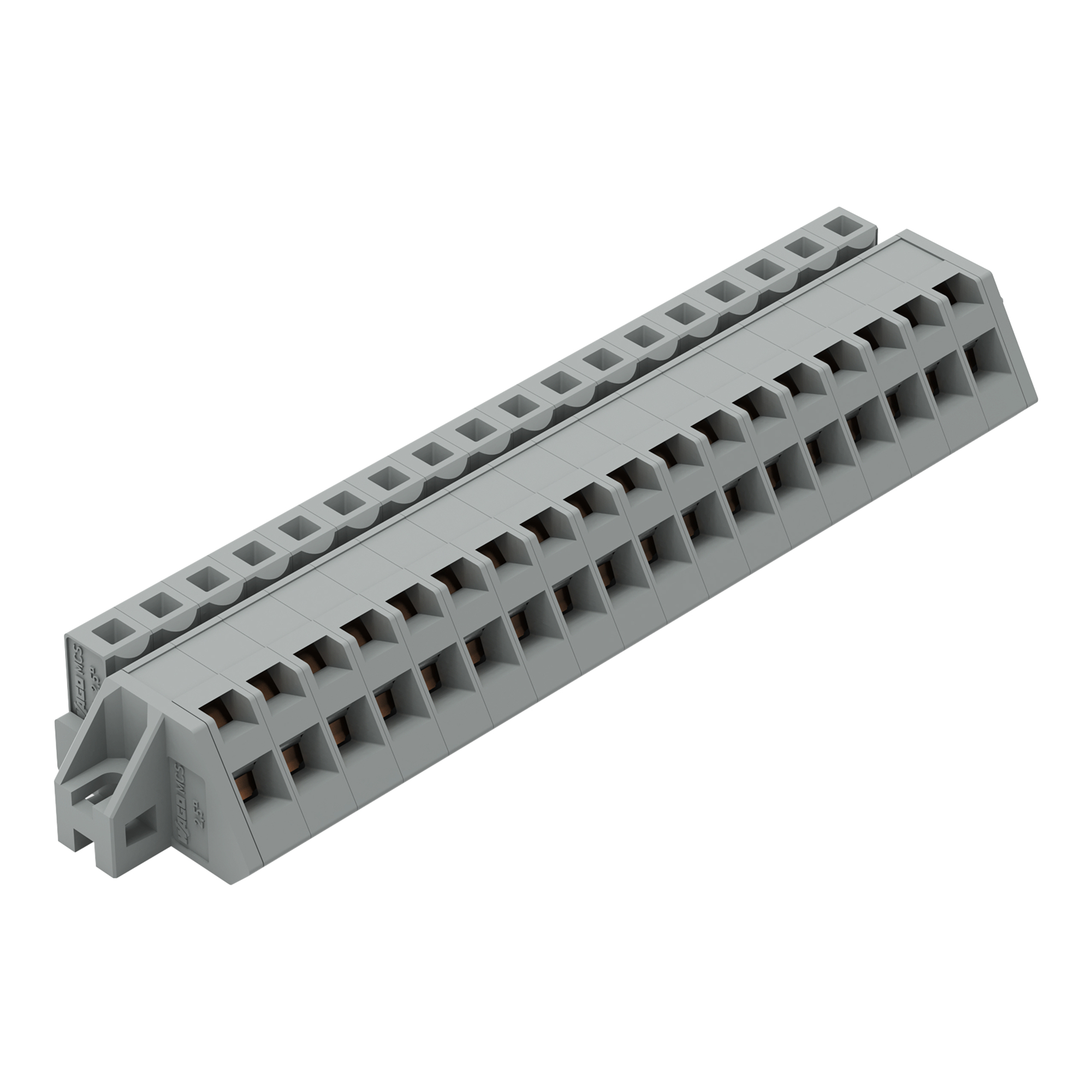 1-conductor female connector, angled; CAGE CLAMP; 2.5 mm; Pin spacing 5 mm; 18-pole; clamping collar; DIN-35 rail/panel mounting; 2,50 mm; gray