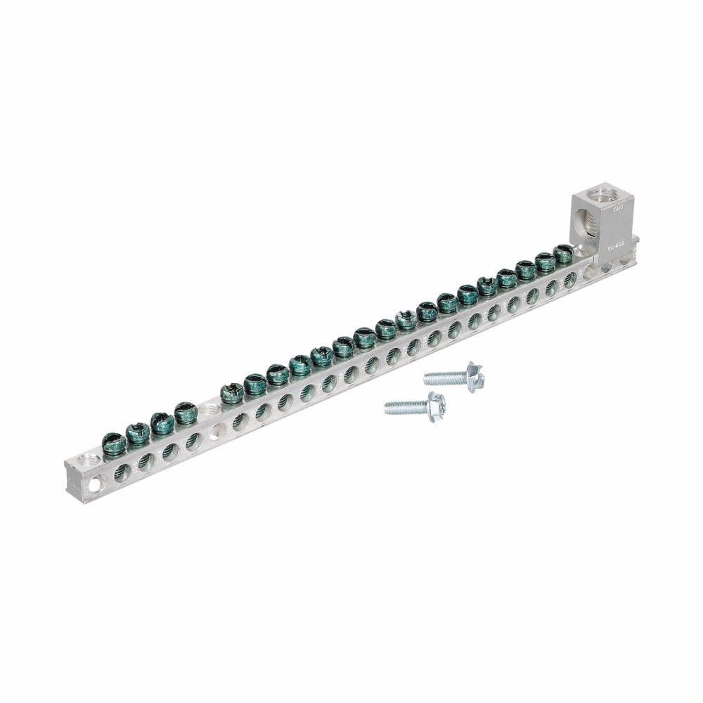 Eaton ground bar, CH Loadcenter and Breaker Accessories - 21 Terminal Ground Bar Kit,1-3/4 in mounting hole distance, 1-2/0 lug,Ground bar kit,CH,21 terminals,0.75 in,CH and BR loadcenters