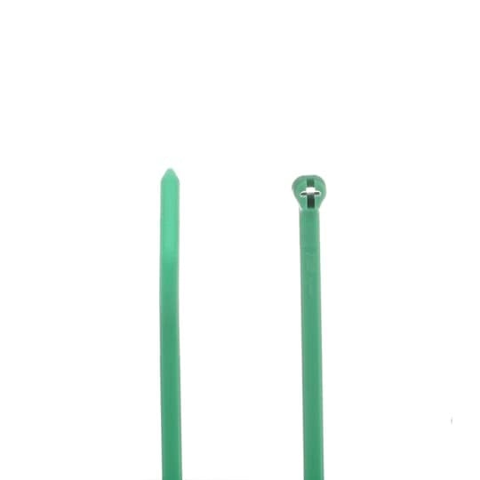 High Performance Cable Tie for Indoor applications, Green Color Nylon 6.6, Length of 186mm (7.3 Inches) for Bundle Diameter up to 48mm (1.89 Inches), Width of 4.9mm (0.19 Inches), Tensile Strength Rating of 222 Newtons (50 Pounds), Operating Temperature of -60 Degrees Celsius (-76 F) to 85 Degrees Celsius (185 F), UL/EN/CSA62275 Type 2/21S Rated for AH-2 Plenum and as a Flexible Cable and Conduit Support, Military Specified (MIL-SPEC MS3367-1-5), Bulk Pack