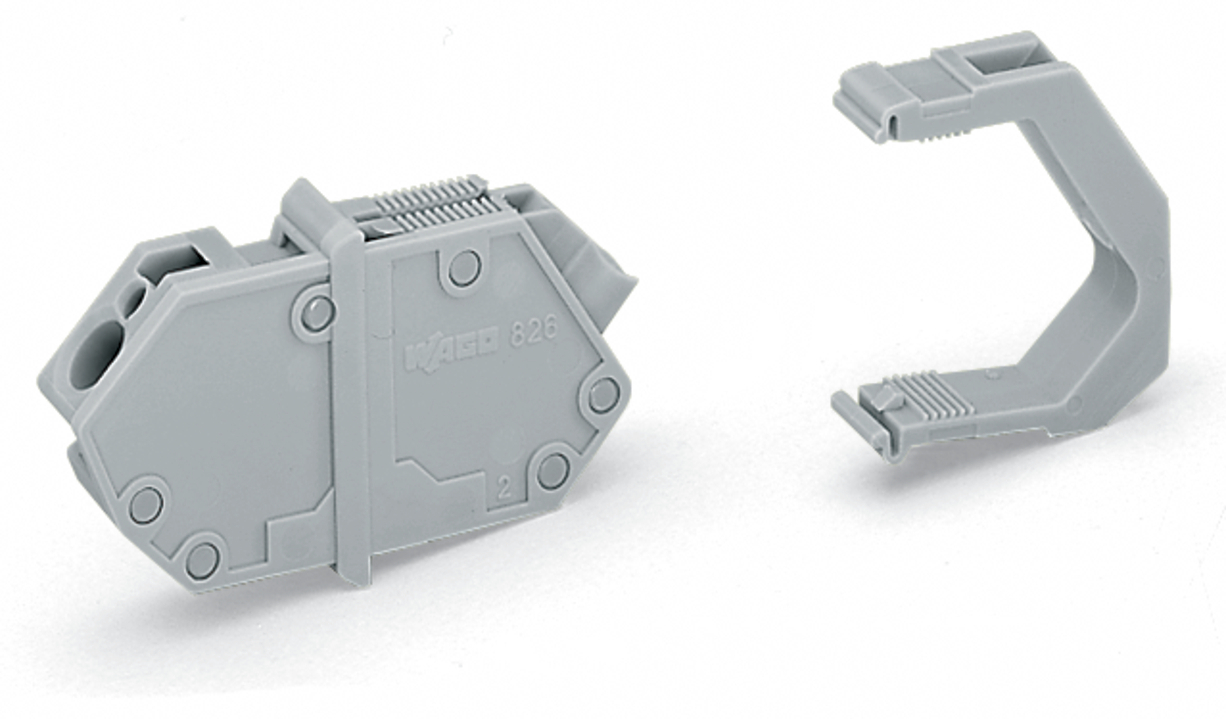 Feedthrough terminal block; Conductor/conductor connection; Plate thickness: 1  4 mm; 4 mm; Pin spacing 7 mm; 1-pole; CAGE CLAMP; 4,00 mm; gray