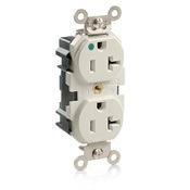 20 Amp, 125 Volt, Modular Duplex Receptacle, Straight Blade, Hospital Grade, Narrow Body, Tamper-Resistant, Light Almond
