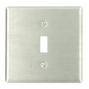 2-Gang 1-Toggle Centered Device Switch Wallplate, Device Mount, Stainless Steel