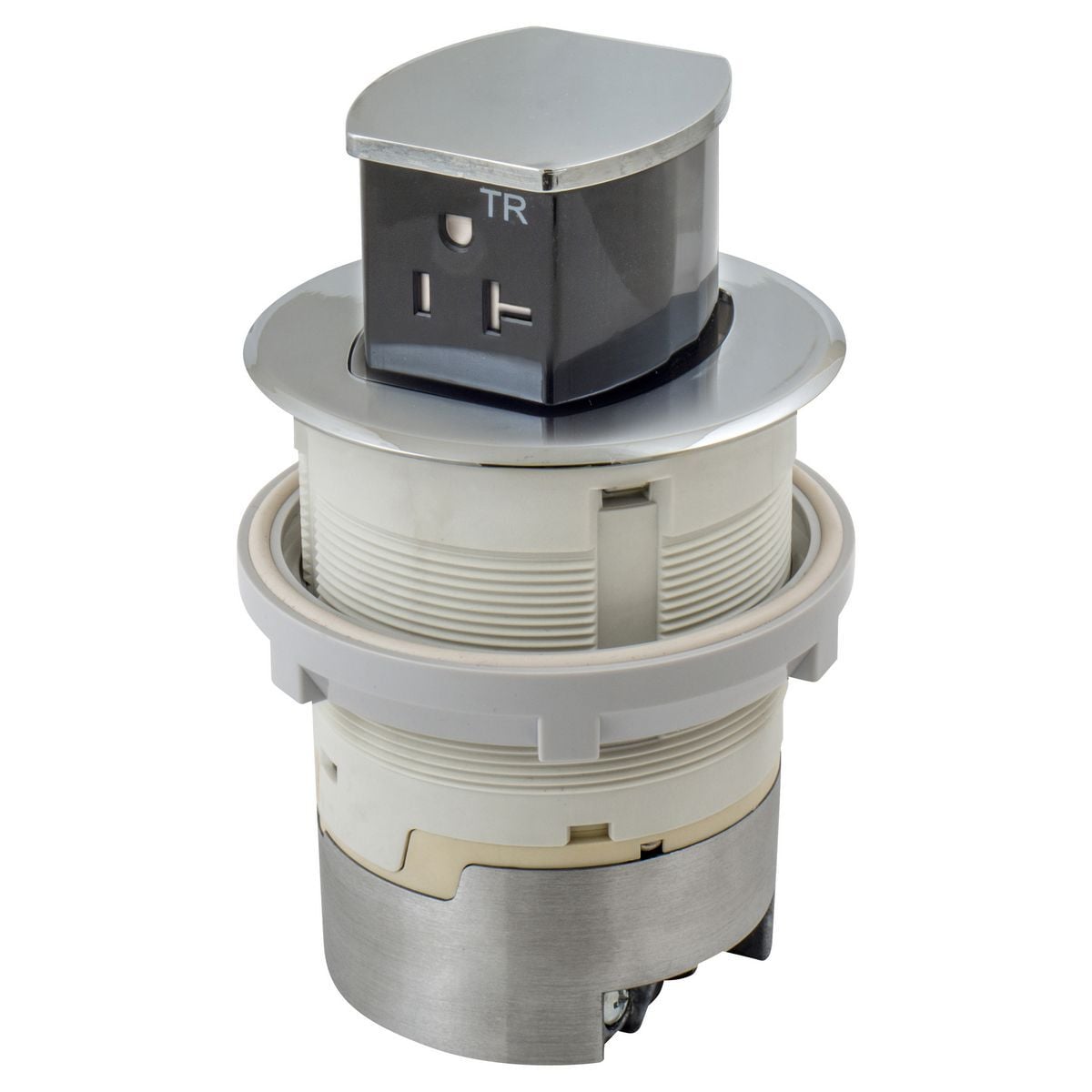 20A Kitchen Counter Receptacle, Surface Mount, Chrome