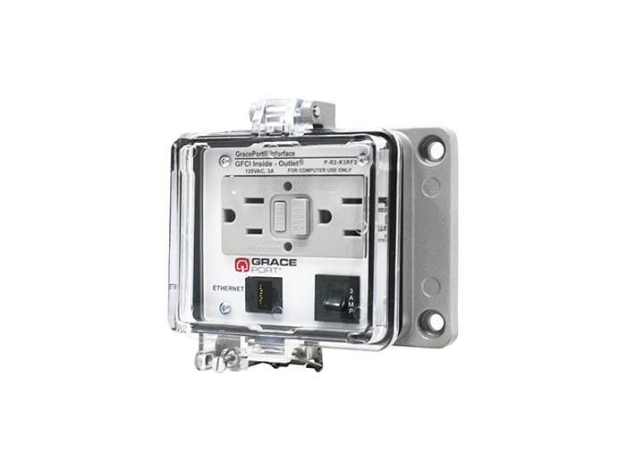 PANEL INTERFACE CONNECTOR WITH RJ45; UL TYPE 4; GFCI OUTLET; 3AMP CB