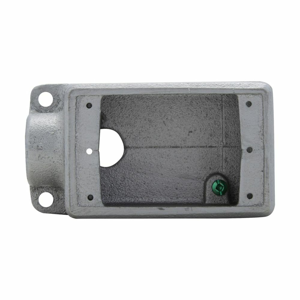 Eaton Crouse-Hinds series Condulet FDL device box, Deep, Feraloy iron alloy, Single-gang, A shape, Back feed, 3/4"