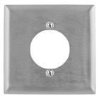 Hubbell Wiring Device Kellems, Wallplates and Boxes, Metallic Plates, 2-Gang, 1) 2.15" Opening, Standard Size, Stainless Steel, 2 Bolt Mount
