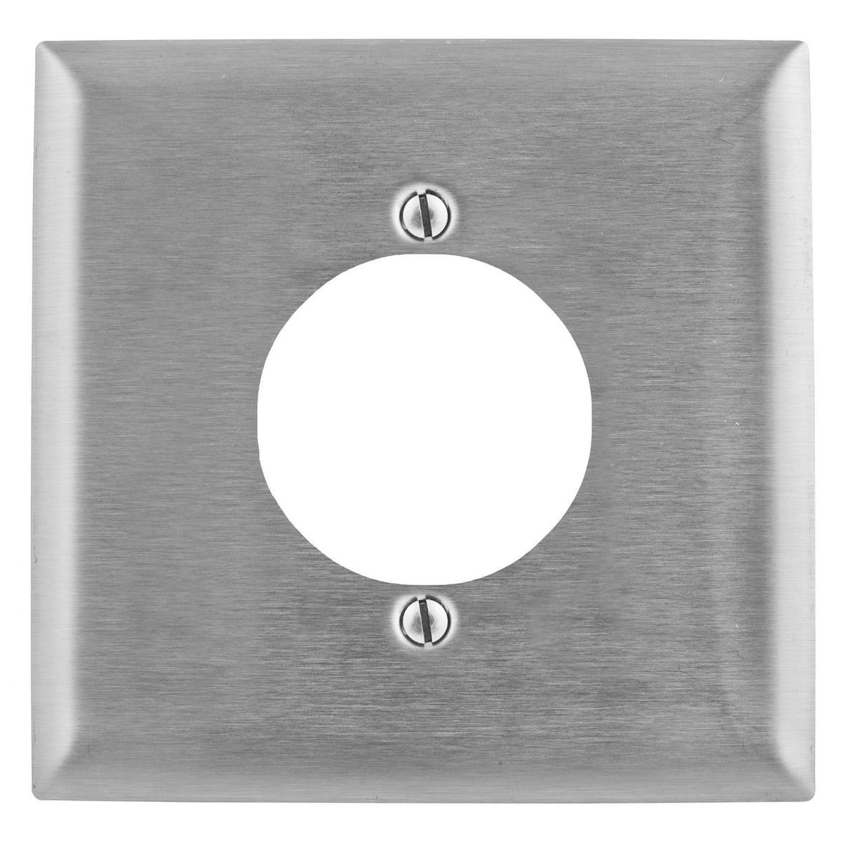 Wallplates and Boxes, Metallic Plates, 2- Gang, 1) 2.15" Opening, Standard Size, Stainless Steel, 2 Bolt Mount