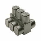 Al Distribution Tap Connectors, UV Black Plastisol Covered, 3 Ports, Double Sided Entry, #10-350 kcmil, 600 V, Torque 275 in/lbs, Temp Rating 90 Deg C.