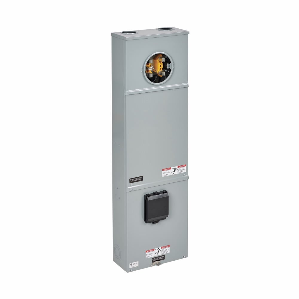 Eaton B-Line series meter breakers, 100 A, Test block, Ring type, 3R, ANSI 61 gray painted, 010 kAIC, #14-2/0, MCB, Steel, Surface mount, 4 jaws, 1 position, 1?/3W, Overhead feed