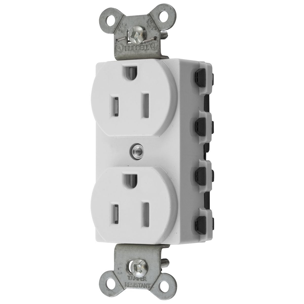 Straight Blade Devices, Receptacles, Duplex, SNAPConnect, Tamper Resistant, 15A 125V, 2-Pole 3-Wire Grounding, 5-15R, Nylon, White, USA