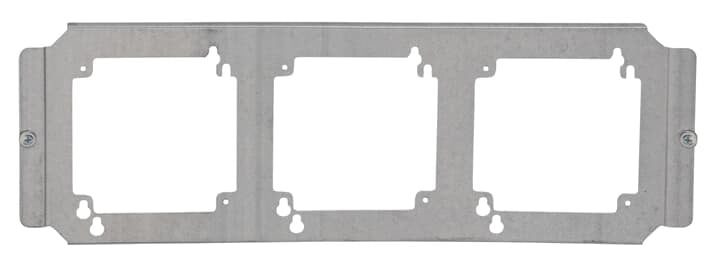Horizontal Bracket, 16 Inches Wide with Three Fixed Box Locations Accomodating 4 Inch Square and 4-11/16 Inch Square Boxes