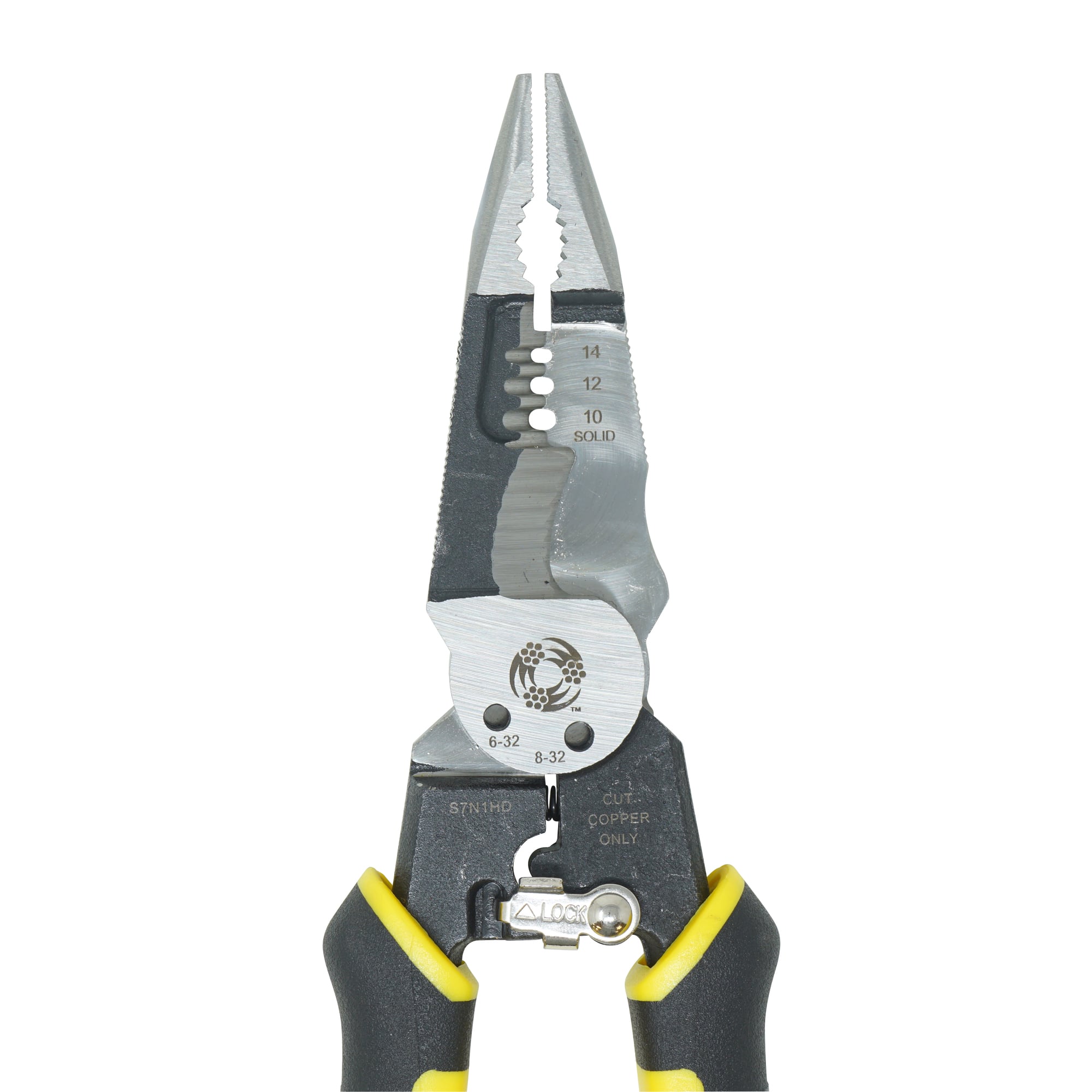The Southwire Forged ROMEX  Stripper easily strips SNM1214HD, 12/2 14/2 ROMEX STRP HD. Made from heavy duty forged steel and comes with wide knurled jaw for gripping & twisting multiple conductors at one time.