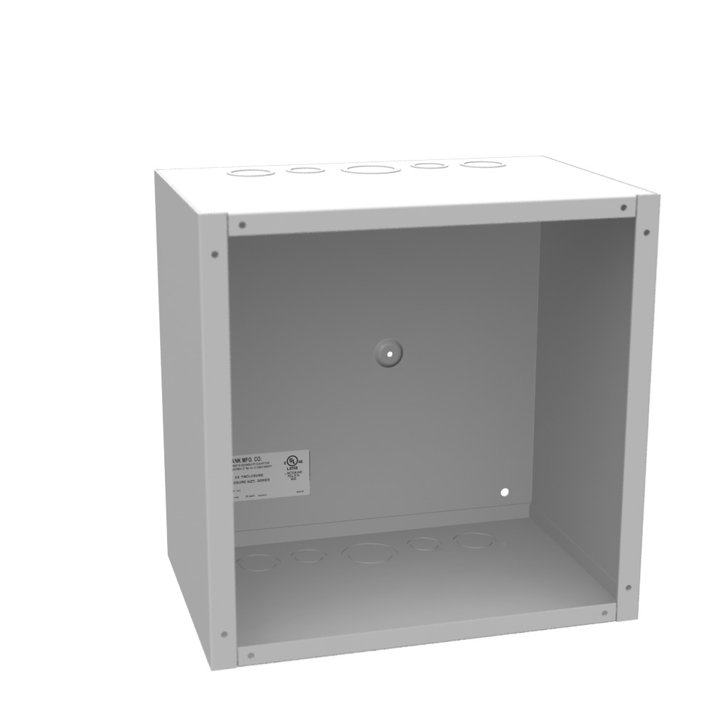 12x8x12 Screw Cover Type 1 UL Listed Steel Knockouts ANSI 61 Gray Cover with Teardrop Slots Mounting Holes in Back