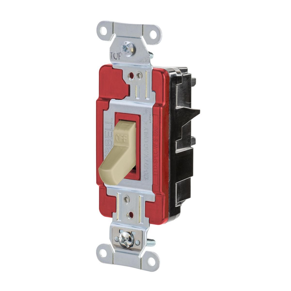 EdgeConnect, Single Pole Switch, Industrial Grade, Screwless Termination, Toggle, 20A 120/277V, Ivory