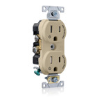 Tamper Resistant Duplex Receptacle, 2-Pole 3-Wire, NEMA 5-15R, 15A-125V, Ivory, Back And Side Wired, Self Grounding, Triple-combination-head Screws, Commercial Spec Grade - 2 Plug Controlled Markings Universal Marking Orientation