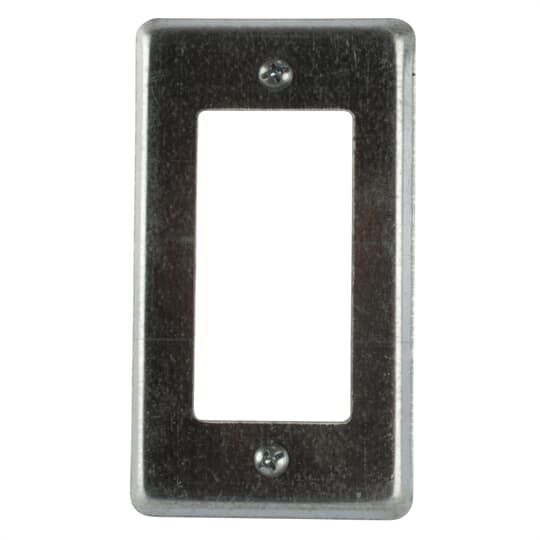 Device Box Cover, 4-1/4 Inches Long x 2-1/4 Inch Wide x 1/8 Inch Raised, Galvanized Steel, for One GFI Receptacle Opening