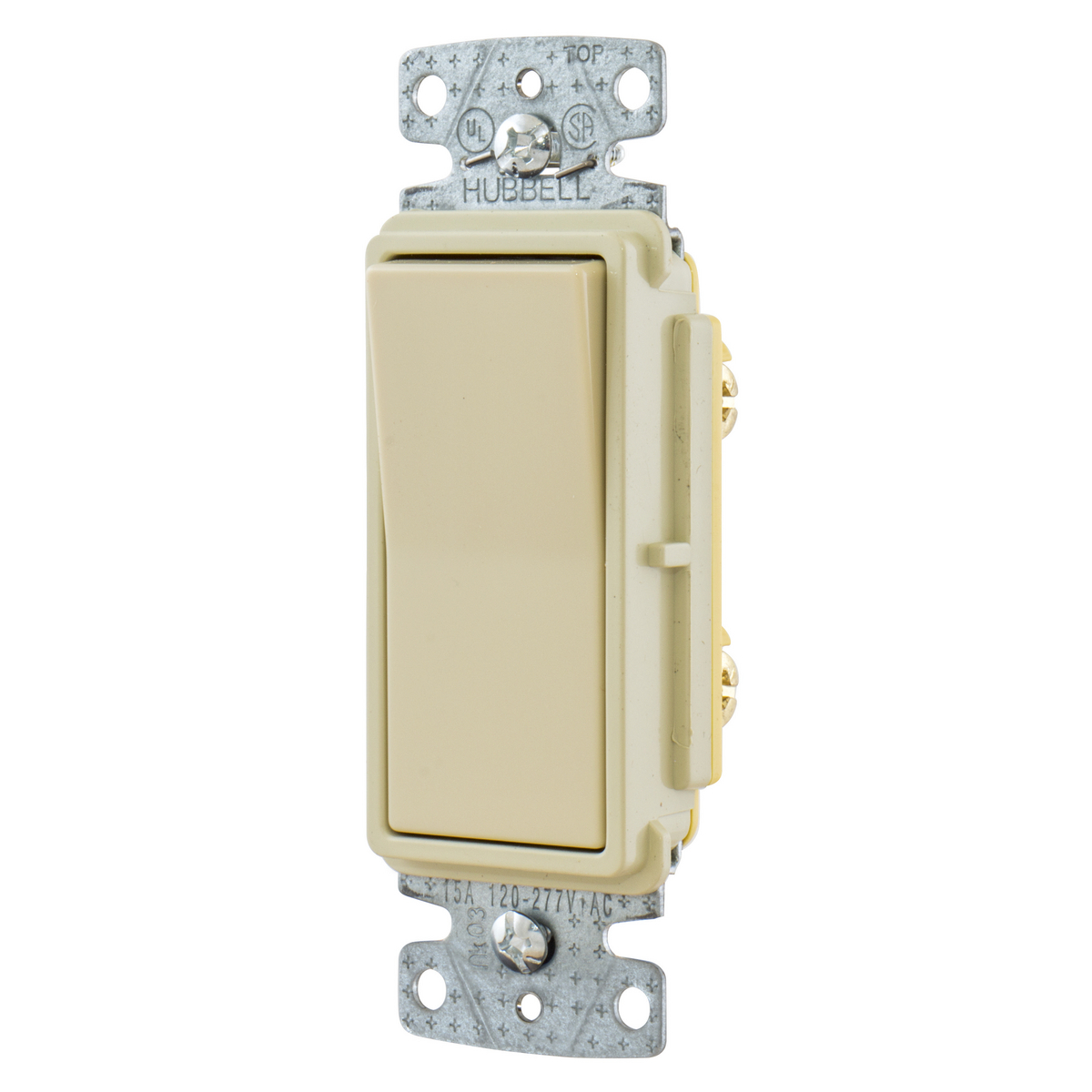 tradeSELECT Decorator Switch, Residential Grade, Rocker Switch, General Purpose AC, Single-Pole, 15A 120/277V AC Push Back and Side Wired