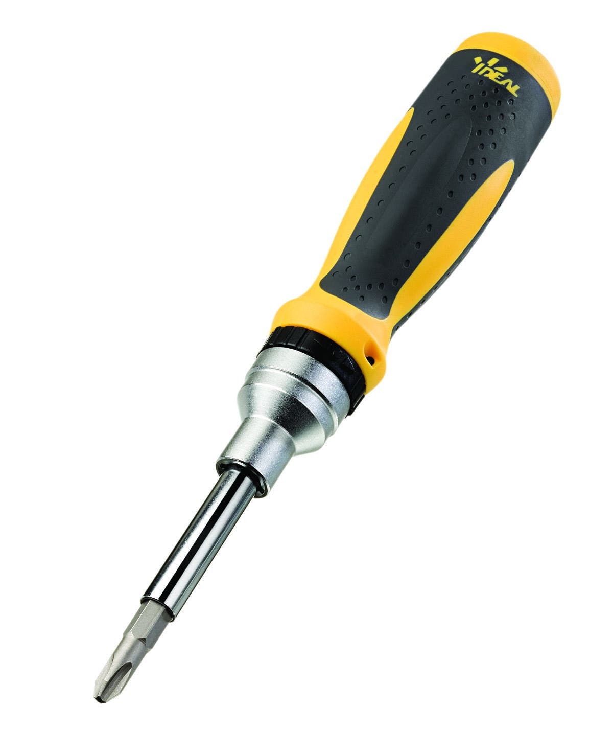 Twist-a-Nut 21-In-1 Screwdriver, Textured, Ergonomic, Slip Resistant Comfort-Grip Handle, Santoprene Handle, Chrome Vanadium Blade, Includes: #1 Phillips, #2 Phillips, #3 Phillips, 3/16 IN Slotted, 1/4 IN Slotted, 5/16 IN Slotted, #1 Square, #2 Square, #15 Star, #20 Star, #25 Star, #30 Star, 3/32 IN Hex, 1/8 IN Hex, 3/16 IN Hex, 5/32 IN Hex, 1/4 IN Nut, 5/16 IN Nut And 7/16 IN Nut