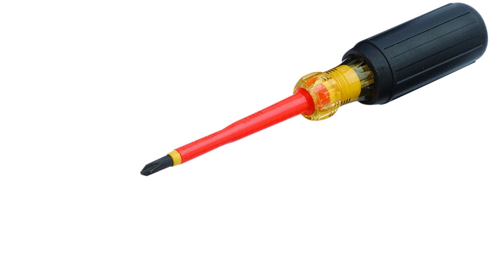 IDEAL, Screwdriver, Insulated, Tip Size: #2, Overall Length: 8 IN, Tip Type: Phillips, Handle Length: 4.33 IN, Handle Color: Black, Blade Material: 50Bv30 Steel with orange P.P. sheathed (dual)