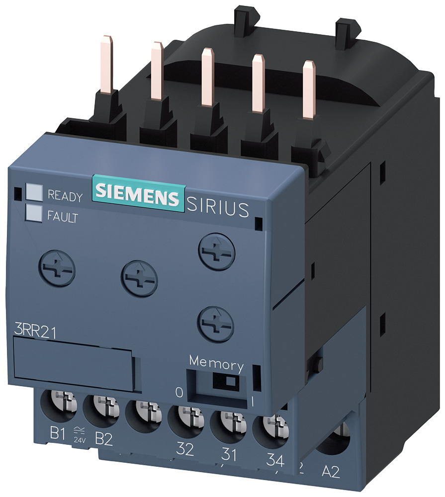 Monitoring relay attachable to contactor 3rt2. size s00 basic, analog adjustable apparent current monitoring 1.6 - 16a, 50-60 HZ, 2-phase supply 24 V AC/DC 1 co contact monitoring for current overshoot/undershoot phase failure, wire break with or w/o error log on-delay 0-60 s spurious peak suppr.0-30 s switching hysteresis 6% screw connection