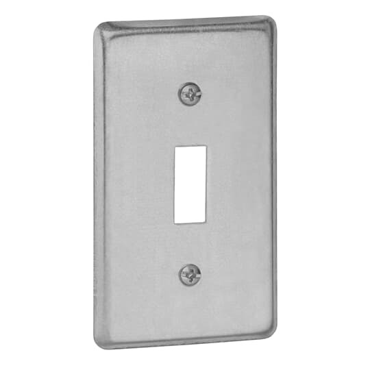 One Gang Utility Box Cover, 4 Inch Long x 2-1/8 Inch Wide x 1/4 Inch Raised, Pre-Galvanized Steel, with Single Toggle Switch, pack of 25, for Retail