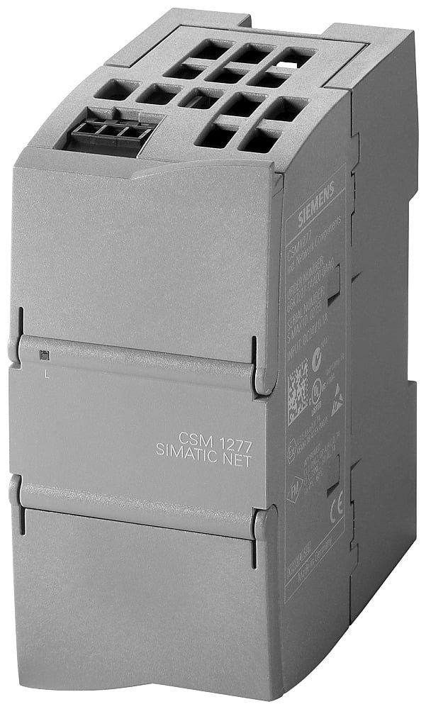 COMPACT SWITCH MODULE CSM 1277 CONNECTION SIMATIC S7-1200 AND UP TO 3 FURTHER IND. ETHERNET USERS WITH 10/100 MBIT/S UNMANAGED SWITCH, 4 RJ45 PORTS, EXT. 24V DC POWER SUPPLY, LED DIAGNOSTICS, S7-1200 MODULE INCL. ELECTRONIC MANUAL ON CD