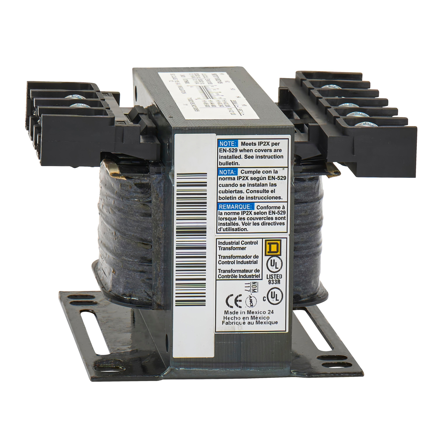 Transformer, Type T, industrial control, 100VA, 1 phase, 380/277/480/208/240V primary, 120V secondary, 55C rise