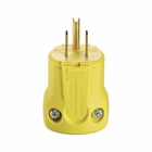 Eaton Arrow Hart quick grip straight blade plug, #18 to #12 AWG, 15A, Industrial, 125V, Back wire, Yellow, Brass, Nylon, 5-15P, Two-pole, three-wire, grounding, Screw, 0.22-0.66" in diameter, Nylon, Core pack