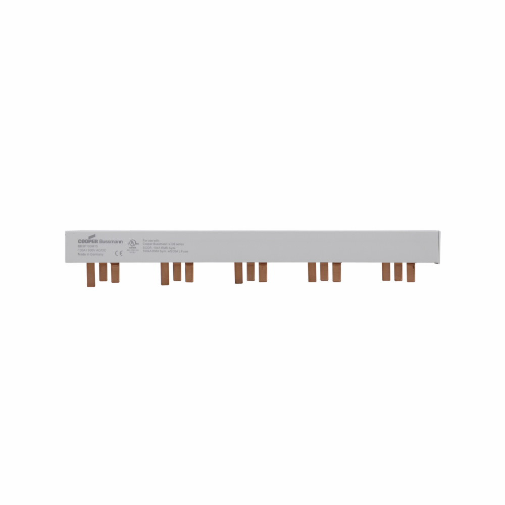 Eaton Bussmann series comb busbar, Modular comb bus bar, 15 Pins, 100 A, Class J, Non-indicating, 600 Vac/dc