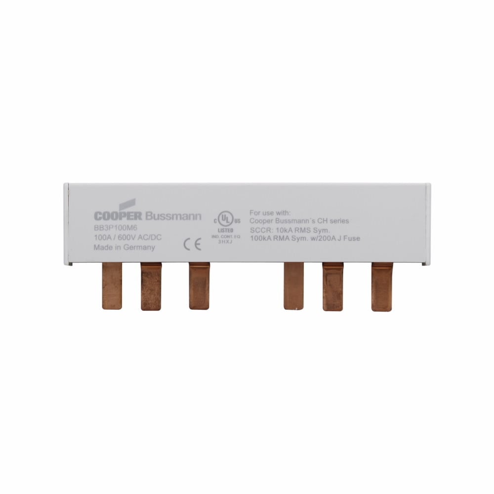 Eaton Bussmann series comb busbar, Modular comb bus bar, 9 Pins, 100 A, Class J, Non-indicating, 600 Vac/dc