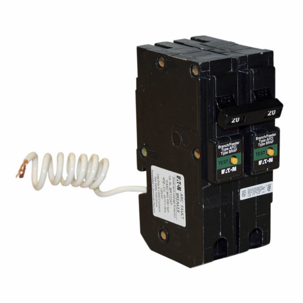 Eaton BR AFCI circuit breaker, FIRE-GUARD AFCI Combination circuit breaker, 20 A, 10 kAIC, Two-pole, 120 V,120/240 V, BR, Common trip, #14-4 AWG Cu/Al, Type BR Loadcenters