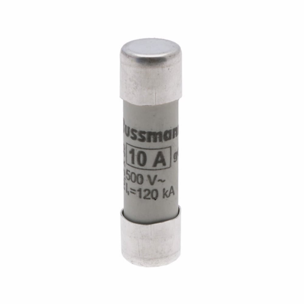 Eaton Bussmann series low voltage cylindrical fuse, 500V, 10A, 120 kAIC, CHM fuse holder, fuse, Ferrule end X ferrule end, Class C gL/gG, Cylindrical, Ceramic body, Silver-plated copper endcap