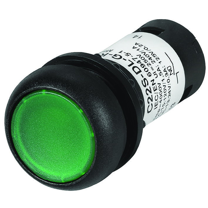 ILL MOM PB BLK-BZL FLSH GRN 230V 1NO