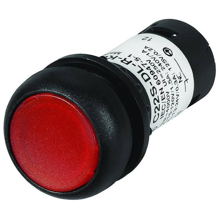ILL MOM PB BLK-BZL FLSH RED 24V 1NC
