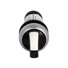 Eaton C22 compact pushbutton, C22, 22.5 mm Compact Pushbutton Selector Switch, Non-Illuminated, Knob, Silver Bezel, Maintained, 60? V Position, Button Black/White, 2 NO, 3 position