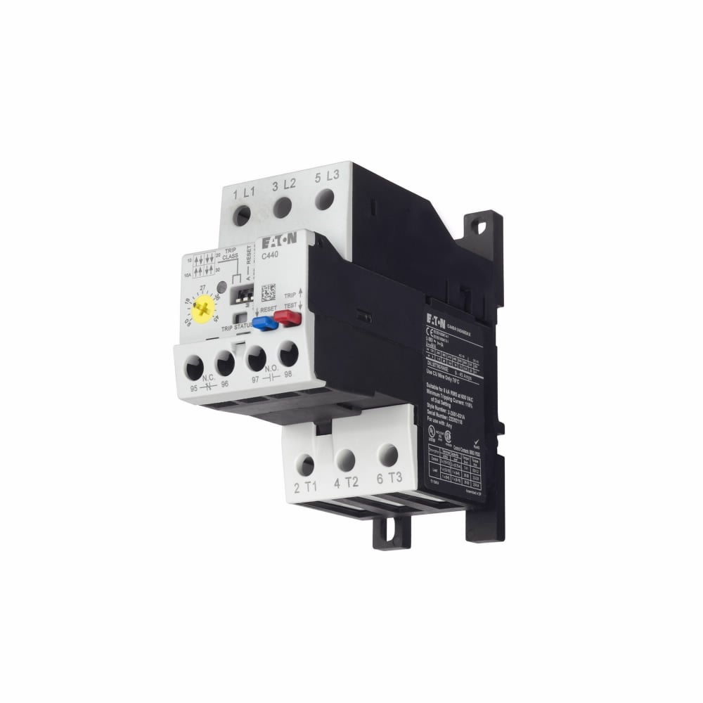 Eaton C440 electronic overload relay, C440 Electronic Overload Relay - NEMA, Separate Mount, 45mm frame, Selectable 10A, Class 10 ,20, 30, Overload 1-5A, Ground fault sensing