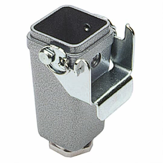 Single lever locking inline coupler hood with top entry, 3 or 4 contacts, NPT entry - 1 Inch  x 3/8 Inch