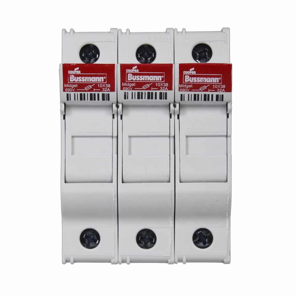 Eaton Bussmann series CHM modular fuse holder, 600V (UL), 690V (IEC), 30A (UL), 32A (IEC), 200 kAIC, Modular fuse holder, Three-pole - CHM3DNU